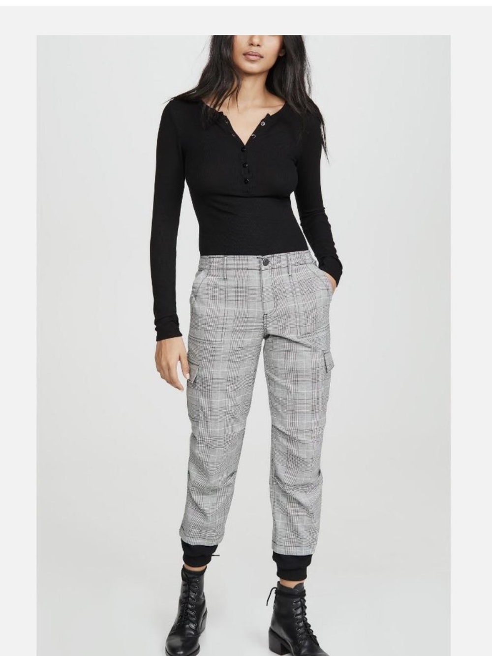 Alice + Olivia Isaac Plaid Cargo Wool Blend Pants Size 4